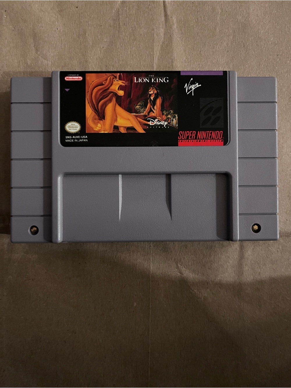 Nintendo SNES The Lion King Cartridge - Gray with Color Label